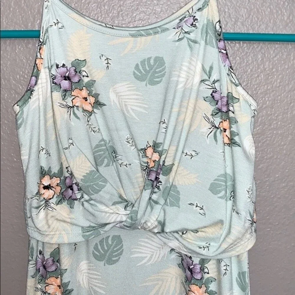 Art Class Girl Maxi Floral dress Spaghetti Straps Mint Green
